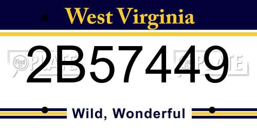2B57449 West Virginia License Plate