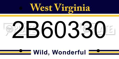 2B60330 West Virginia License Plate