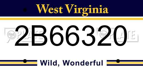 2B66320 West Virginia License Plate
