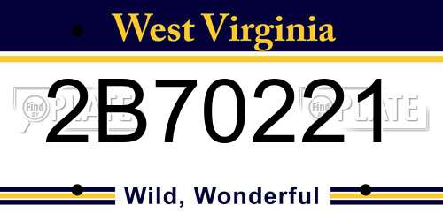 2B70221 West Virginia License Plate