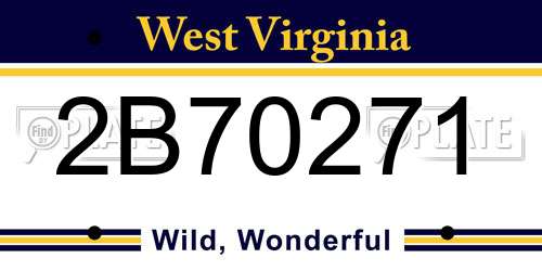 2B70271 West Virginia License Plate