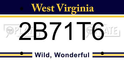 2B71T6 West Virginia License Plate