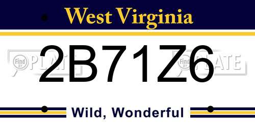 2B71Z6 West Virginia License Plate