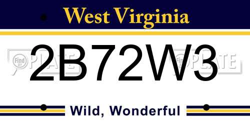 2B72W3 West Virginia License Plate