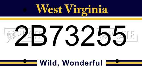 2B73255 West Virginia License Plate