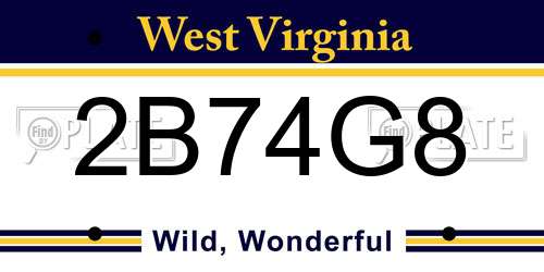 2B74G8 West Virginia License Plate