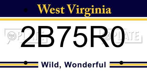 2B75R0 West Virginia License Plate