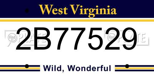 2B77529 West Virginia License Plate