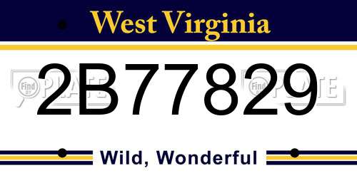 2B77829 West Virginia License Plate