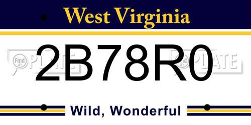 2B78R0 West Virginia License Plate
