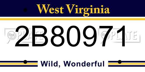 2B80971 West Virginia License Plate