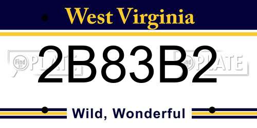 2B83B2 West Virginia License Plate