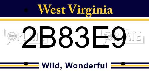 2B83E9 West Virginia License Plate