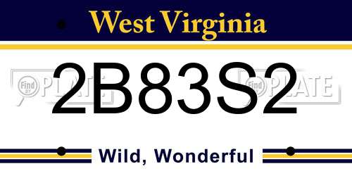 2B83S2 West Virginia License Plate
