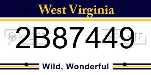 2B87449 West Virginia License Plate