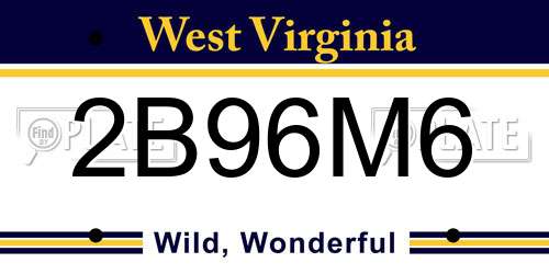 2B96M6 West Virginia License Plate