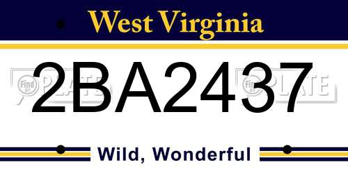 2BA2437 West Virginia License Plate