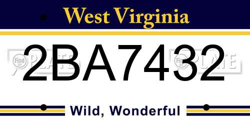 2BA7432 West Virginia License Plate