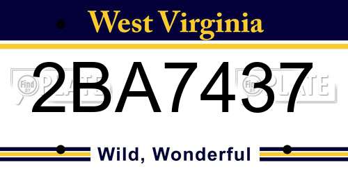 2BA7437 West Virginia License Plate