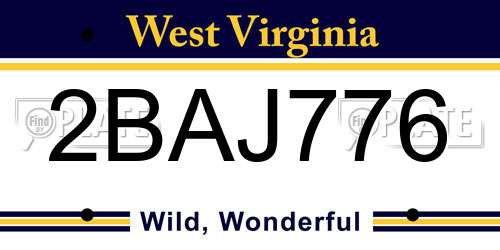 2BAJ776 West Virginia License Plate
