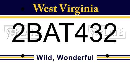 2BAT432 West Virginia License Plate