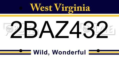 2BAZ432 West Virginia License Plate