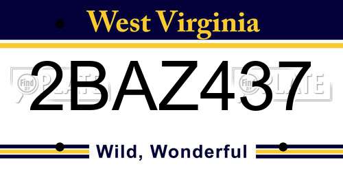 2BAZ437 West Virginia License Plate