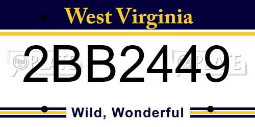 2BB2449 West Virginia License Plate