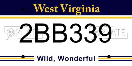 2BB339 West Virginia License Plate