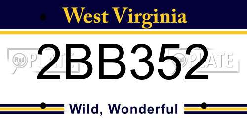2BB352 West Virginia License Plate