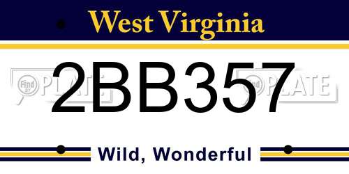 2BB357 West Virginia License Plate