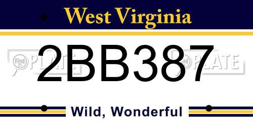 2BB387 West Virginia License Plate