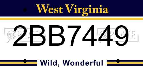2BB7449 West Virginia License Plate