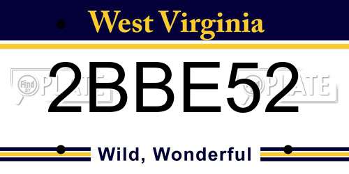 2BBE52 West Virginia License Plate
