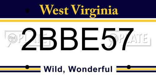 2BBE57 West Virginia License Plate