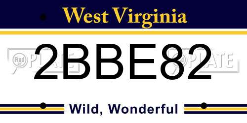 2BBE82 West Virginia License Plate