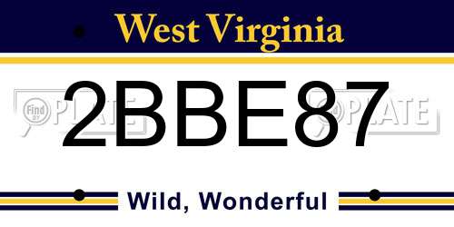 2BBE87 West Virginia License Plate