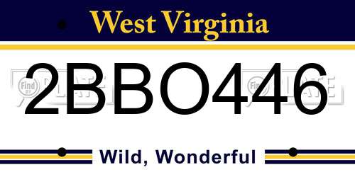 2BBO446 West Virginia License Plate