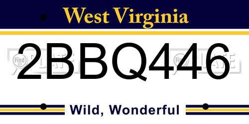 2BBQ446 West Virginia License Plate