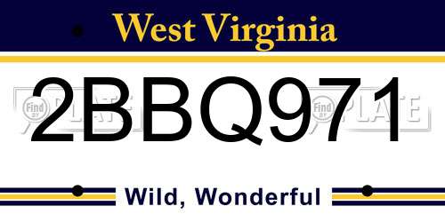 2BBQ971 West Virginia License Plate