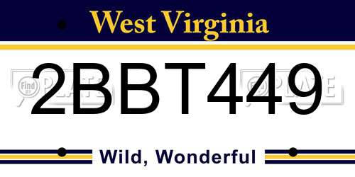 2BBT449 West Virginia License Plate