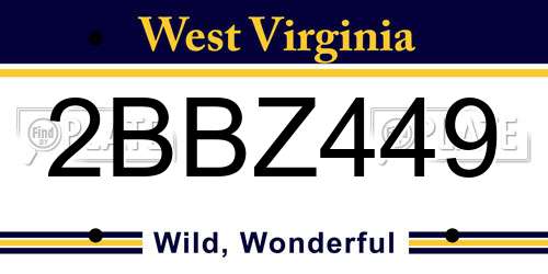 2BBZ449 West Virginia License Plate