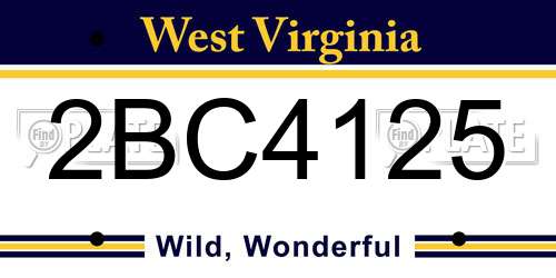 2BC4125 West Virginia License Plate