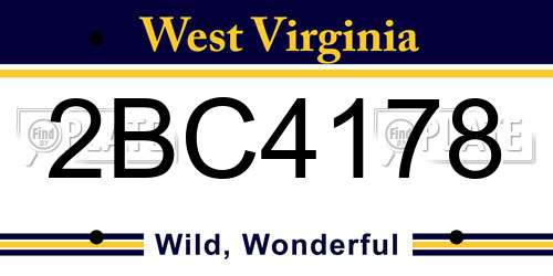 2BC4178 West Virginia License Plate