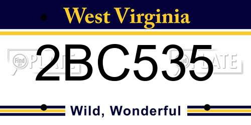 2BC535 West Virginia License Plate