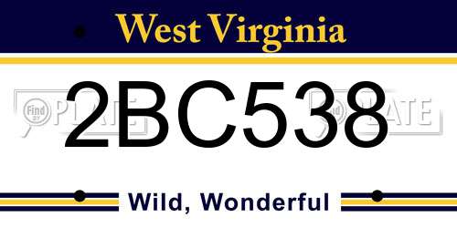 2BC538 West Virginia License Plate