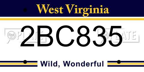 2BC835 West Virginia License Plate