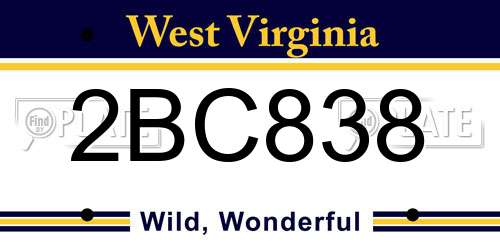 2BC838 West Virginia License Plate