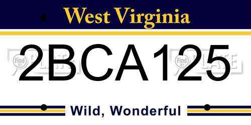 2BCA125 West Virginia License Plate