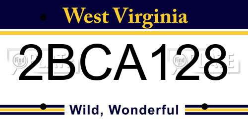2BCA128 West Virginia License Plate